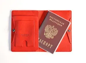 Обложка для паспорта и загранпаспорта FABRRA DocPro кожаная мужская и женская, для прав и СТС, с вкладышем для автодокументов, натуральная кожа, красная