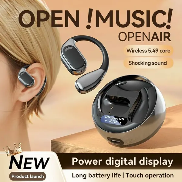Беспроводные TWS-наушники Xiaomi Open Ear Wireless M76, Bluetooth 5.49, Surround Sound, бежевый/золото
