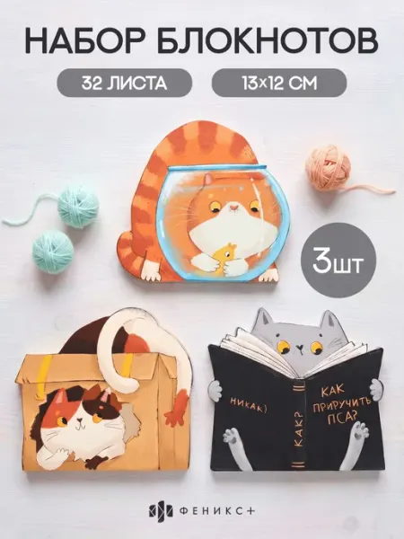 Набор мини блокнотов детский 3 шт, 32 листа, 13х12 см Феникс+