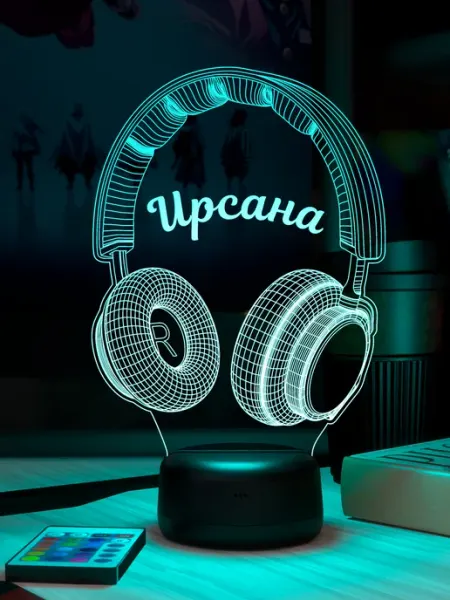 Ночник с именем Ирсана Наушники 3Д-НОЧНИК