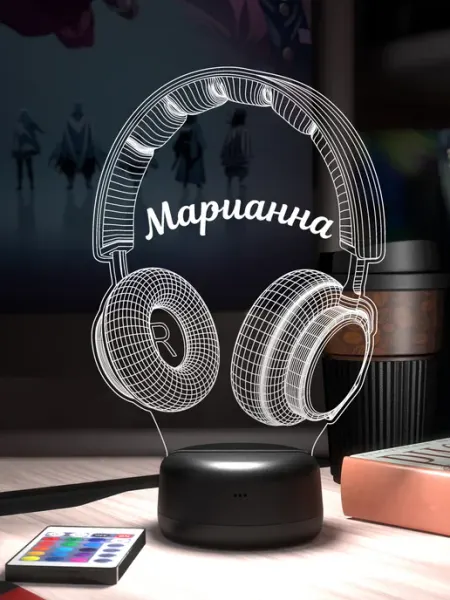 Ночник с именем Марианна Наушники 3Д-НОЧНИК