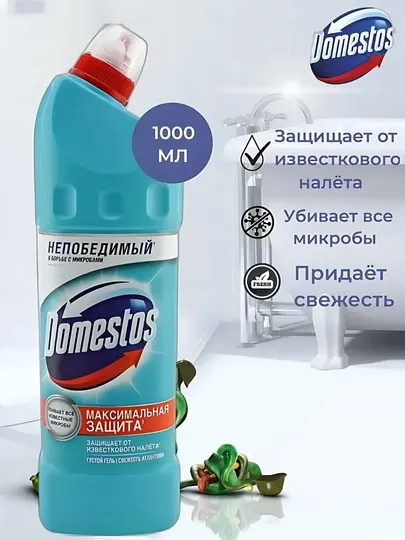 Чистящий гель Domestos "Защита от бактерий", для унитаза, 1 л
