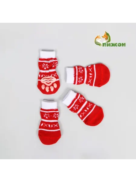 Носки нескользящие "Снежинки" с меховой опушкой, L Пижон