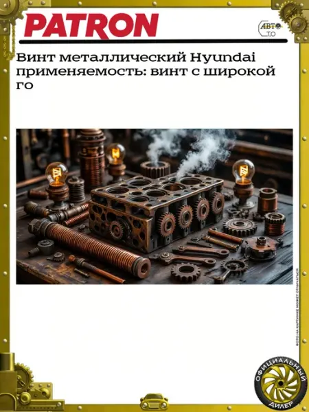 Винт металлический Hyundai применяемость винт с широкой го PATRON