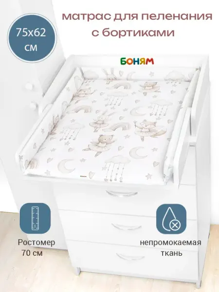 Матрас пеленальный с бортиками
