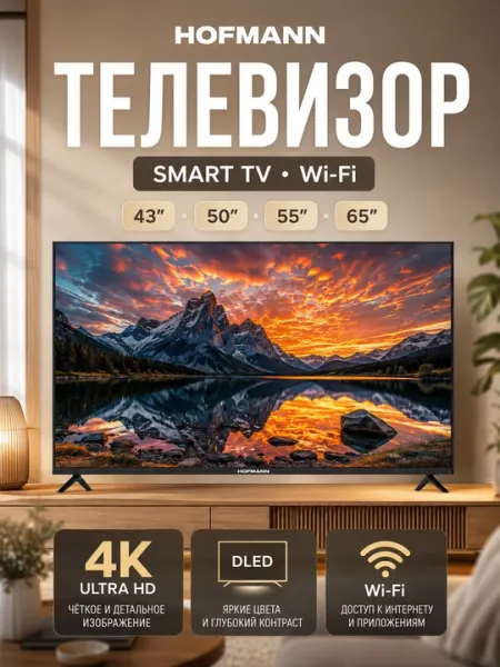 Телевизор Hofmann 65/55/50/43" 4K, ULTRA HD, DLED, SMART TV