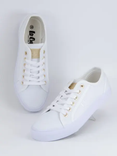Кеды белые короткие дышащие тканевые летние LEE COOPER