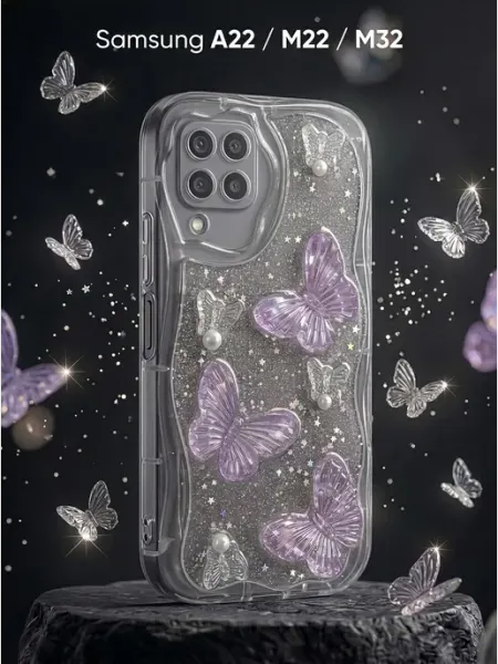 Рельефный чехол с бабочками на Samsung Galaxy A22, M22, M32 ЧЕХОЛБЕРИ