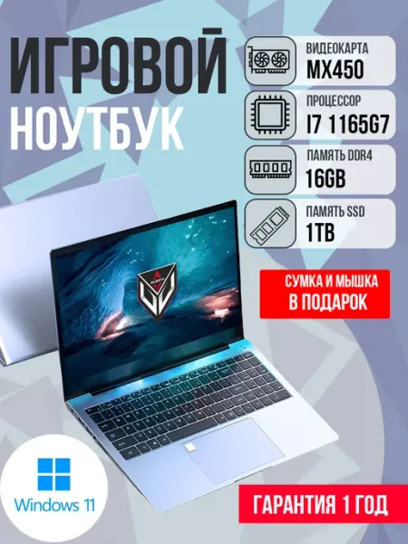 Ноутбук игровой с видеокартой MX450 1ТБ i7 1165G7 16GB ALEXVI ноутбук
