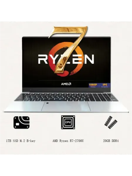 Ноутбук для работы и учебы AMD-R7 15.6', 20GB DDR4, SSD 1TB