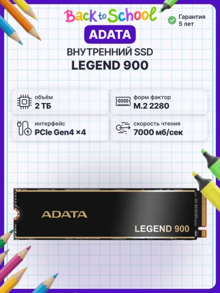 Внутренний SSD диск LEGEND 900, 2048ГБ, M.2 ADATA