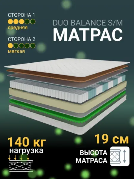 Матрас 60х200 см ортопедический с кокосом для кровати YANSON Твои правила сна
