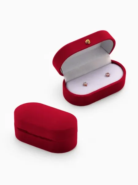 Футляр для серег и колец бархатный красный 7.5х4 см ZAPADNY collection
