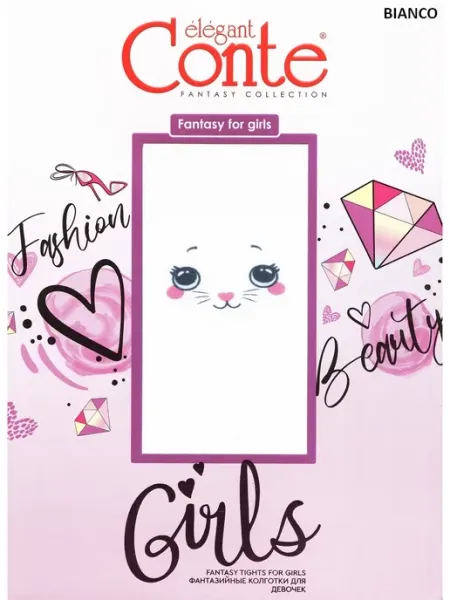 Колготки Cat 50 детские с тату рисунком "кошечка" Conte Kids