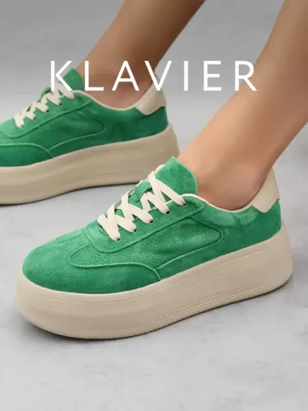 Кеды зеленые женские на платформе KLAVIER