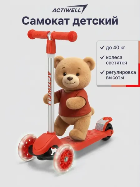 Самокат детский трехколесный с регулировкой высоты ACTIWELL