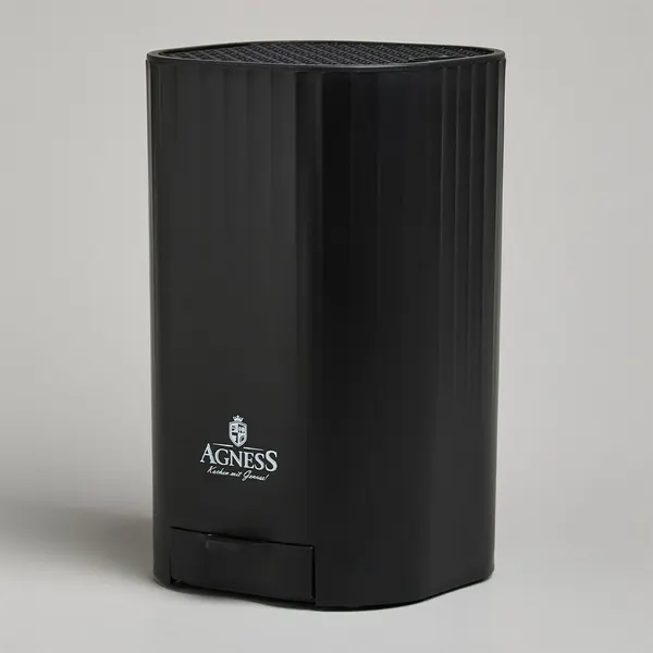 Подставка для ножей с точильным камнем OLDIM, пластик, черная, 150x150x250 мм