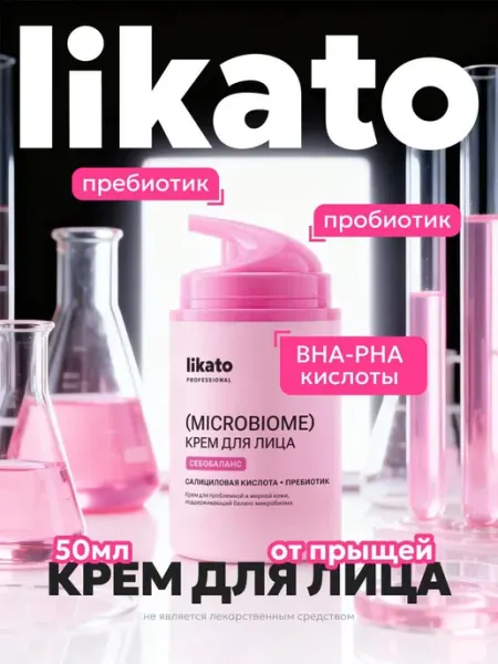 Крем для лица от прыщей увлажняющий для проблемной кожи Likato professional