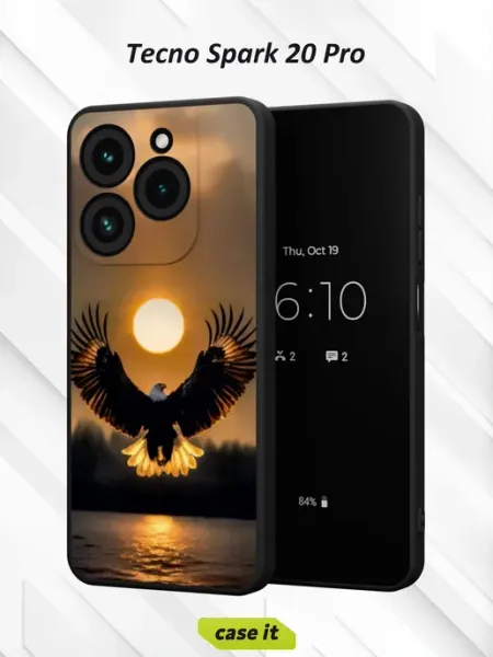 Чехол на Tecno Spark 20 Pro с принтом Закат в степи Case it