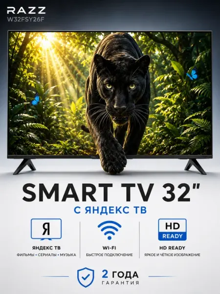 Телевизор 32" W32FSY26F Smart TV Wi-Fi HD RAZZ