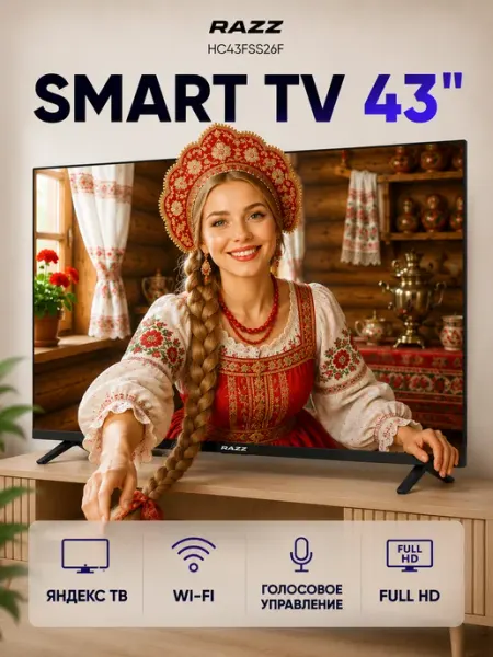 Телевизор 43 дюйма смарт тв HC43FSS26F СалютТВ RAZZ