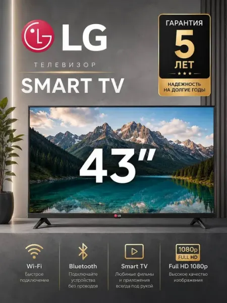 Телевизор 43 дюйма Smart TV WebOs LG