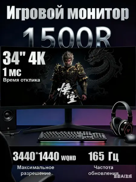 Монитор 34'' дюйма 4k 165 Гц WQHD Игровой монитор Lvyuan