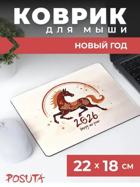 Игровой коврик для мышки маленький новый год 2026 posuta