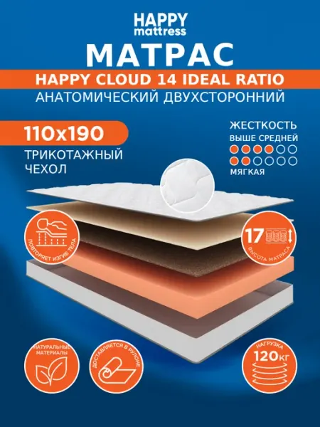 Матрас 14 IDEAL RATIO KNIT 110х190 ортопедический HAPPY MATTRESS