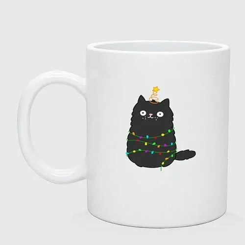 Котик притворился ёлочкой Керамическая кружка