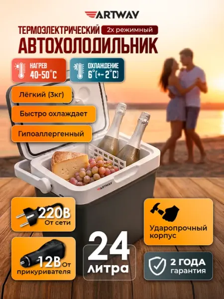 Холодильник автомобильный 24л 12В 220В автохолодильник ARTWAY