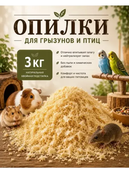 Опилки для грызунов 3кг микскорм