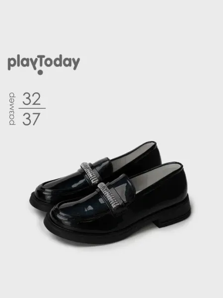 Лоферы лаковые туфли нарядные школьные на сменку PlayToday