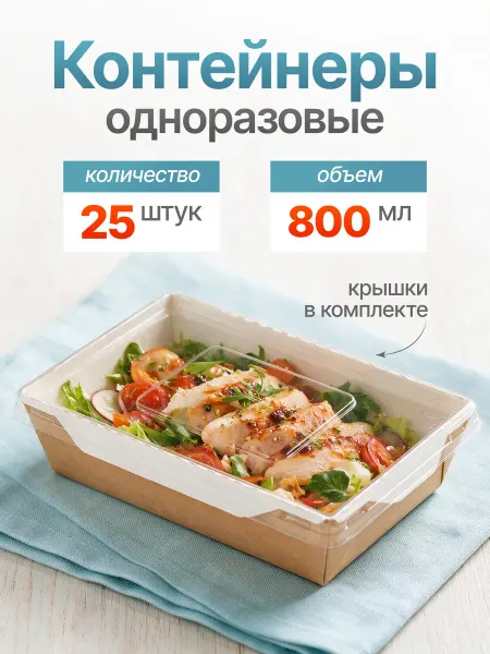 Одноразовые коробки для трайфлов, контейнеры для еды 800 мл