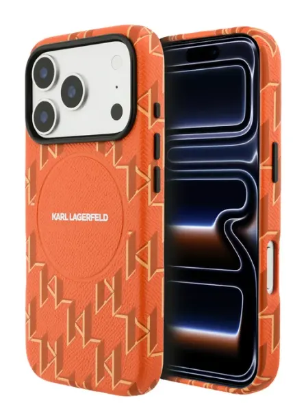 Чехол на iPhone 17 Pro Max, из экокожи PU Wrapped, MagSafe Karl Lagerfeld