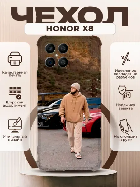 Чехол на HONOR X8 силиконовый с принтом Венгалби PRINTberries