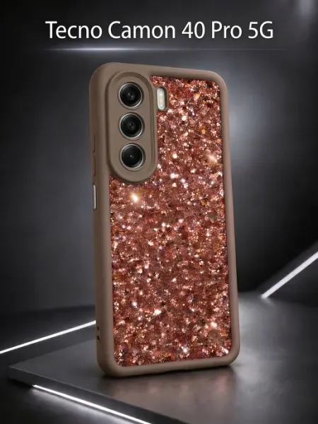 Чехол на Tecno Camon 40 Pro 5G защитный с блёстками ЧЕХОЛБЕРИ