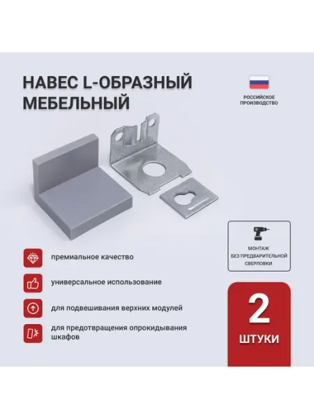 Навес мебельный для шкафов с заглушкой, серый 2шт LID