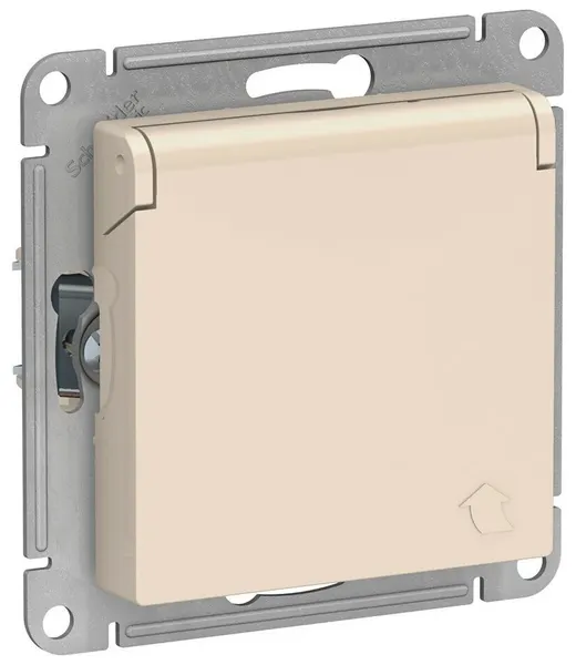 Евророзетка 1 СП 16А с з/шт с крышкой механизм IP20 SE AtlasDesign бежевый