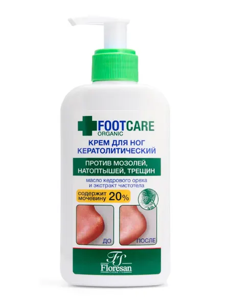 Floresan Organic Foot Care Ф458а Крем для ног Кератолитический против мозолей, 250 мл