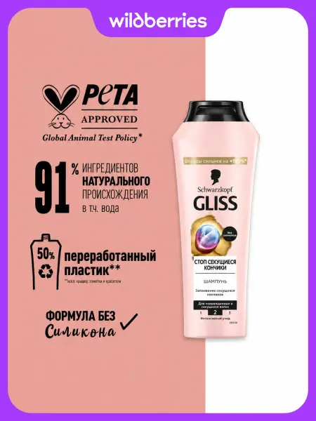 Gliss kur Шампунь для волос женский Стоп Секущиеся Кончики, 400 мл
