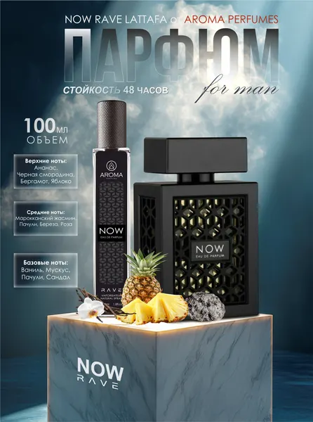 Now духи, парфюмерная вода для мужчин и женщин, Now Rave by Lattafa, 100 мл