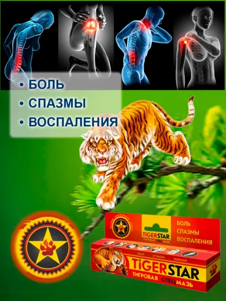 СПЕЦМАЗЬ Мазь крем для суставов Tigerstar Тайгерстар Тигровая 45 мл