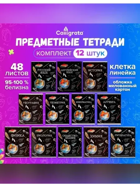 Набор тетрадей для старшеклассников 48 листов Calligrata