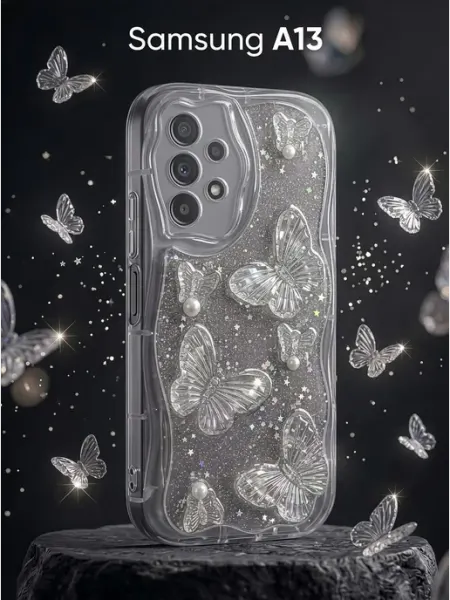 Рельефный чехол с 3D бабочками на Samsung Galaxy A13 ЧЕХОЛБЕРИ