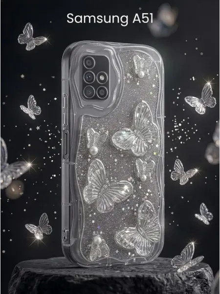 Рельефный чехол с 3D бабочками на Samsung Galaxy A51 ЧЕХОЛБЕРИ
