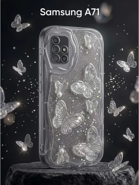Рельефный чехол с 3D бабочками на Samsung Galaxy A71 ЧЕХОЛБЕРИ