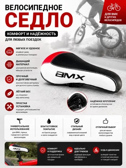 Велосипедное седло BMX, мягкое универсальное сиденье для велосипеда