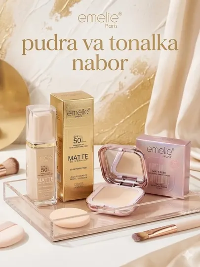 Emelie тональный крем и пудра набор Emelie идеальный тон лица набор тоналка + пудра
