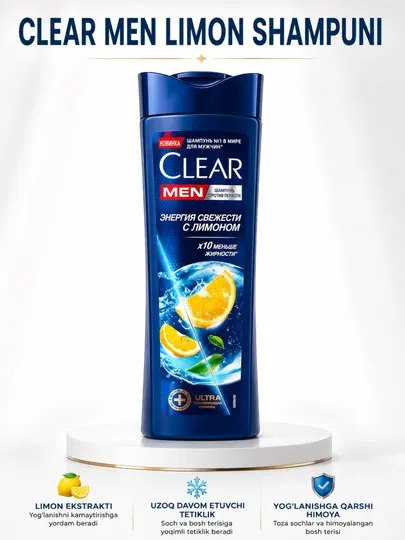 CLEAR Men 3 в 1 шампунь 180 мл против перхоти для ежедневного ухода за волосами